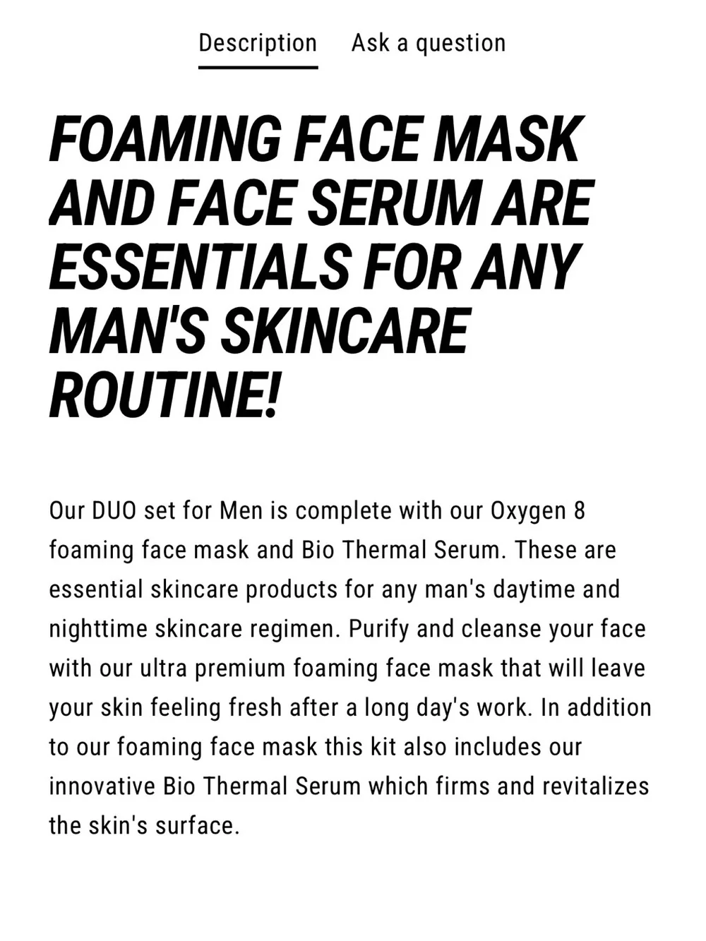 RELENTLESS OXYGEN THERAPY Foaming Face Mask & Thermal Truffle Serum Set